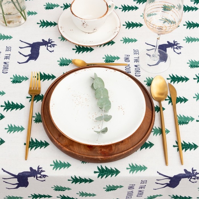 Скатерть Доляна "Елочки" 145х145&plusmn;3см,100%пэ, рогожка 130 гр/м