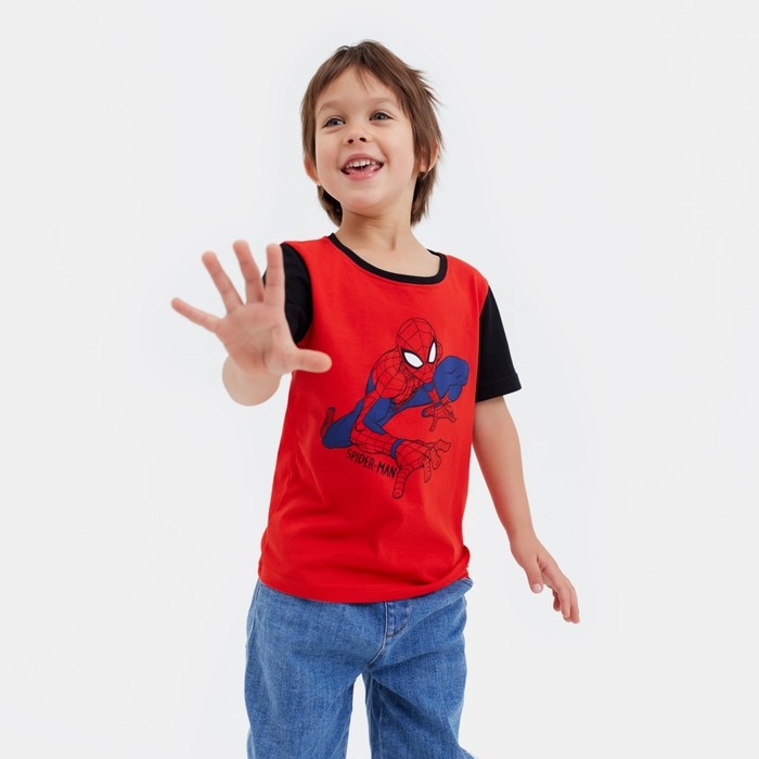 Футболка детская MARVEL &laquo;Человек паук&raquo;, рост 122-128 (34), цвет красный/чёрный