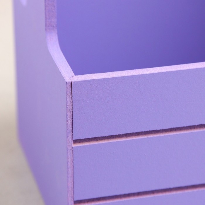 Кашпо деревянное 25.5&times;15&times;30 см "Аром", ручка канат, Фиолетовый