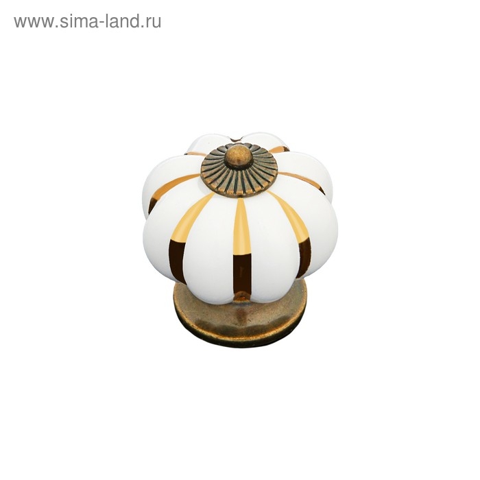 Ручка кнопка ТУНДРА РК117 (001) , d=39, пластик, белая с золотым Ручка кнопка ТУНДРА РК117 (001) , d=39, пластик, белая с золотым