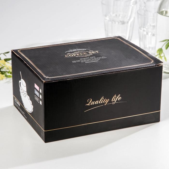 Чайная пара керамическая с ложкой &laquo;Аврора&raquo;, 2 предмета: чашка 250 мл, тарелка 21&times;17&times;2 см