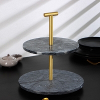 Блюдо из мрамора Magistro Granite, 2-ярусное, d=25/30&times;33 см, цвет серый