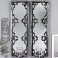 Подсвечник пластик, стекло на 1 свечу "Зеркальные узоры" набор 2 шт d-4 см сереб. 8х13х40 см 90688 Подсвечник пластик, стекло на 1 свечу "Зеркальные узоры" набор 2 шт d-4 см сереб. 8х13х40 см 90688