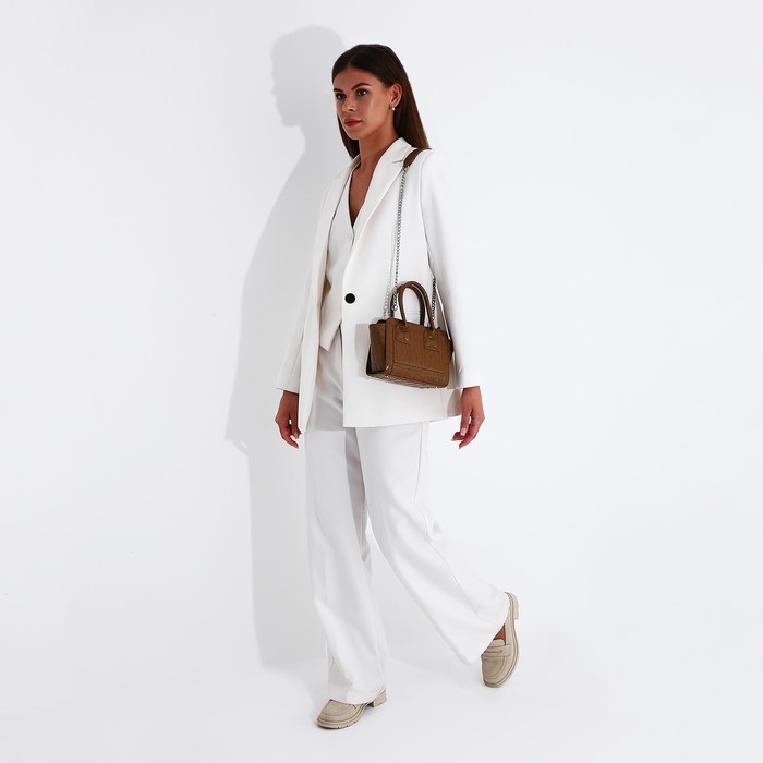 Сумка женская тоут на молнии, цвет коричневый Сумка женская тоут на молнии, цвет коричневый