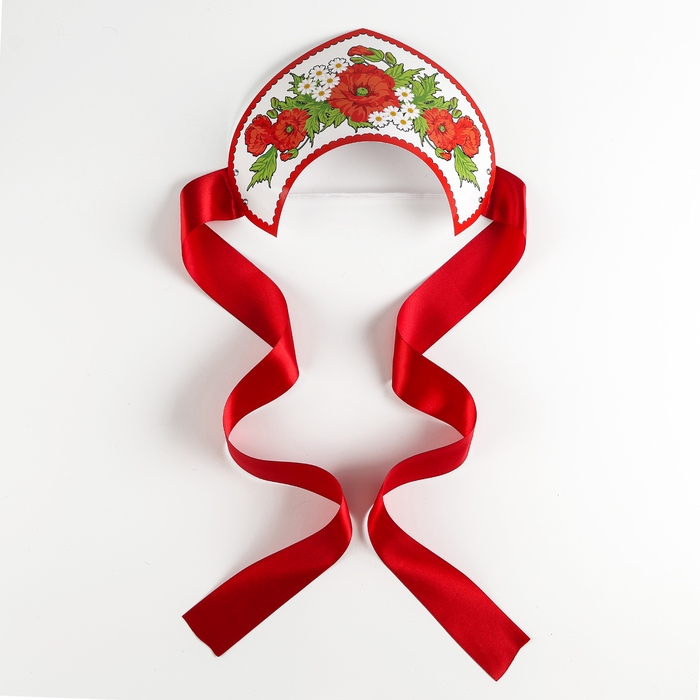 Кокошник «Маки в ромашках», бумага Кокошник «Маки в ромашках», бумага