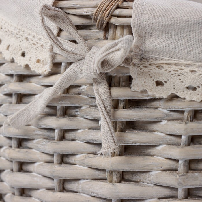 Набор корзин, 2 шт, 40&times;30&times;20/40 см, 28&times;21&times;14/27 см, ива, текстиль