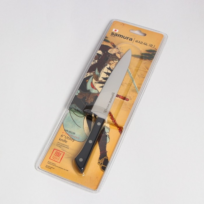 Нож кухонный Samura HARAKIRI, универсальный, лезвие 15 см, чёрная рукоять Нож кухонный Samura HARAKIRI, универсальный, лезвие 15 см, чёрная рукоять