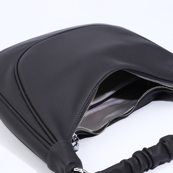 Сумка-мешок на молнии, наружный карман, длинный ремень, цвет тёмно-серый Сумка-мешок на молнии, наружный карман, длинный ремень, цвет тёмно-серый