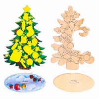 Роспись по дереву на новый год. Игровой набор для детей &laquo;Нарядные елочки&raquo;, новогодний набор для творчества