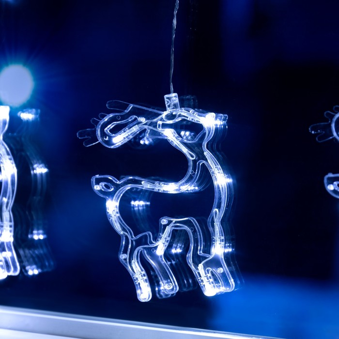 Гирлянда &laquo;Бахрома&raquo; 2.4 &times; 0.9 м с насадками &laquo;Олень&raquo;, IP20, прозрачная нить, 138 LED, свечение белое, 8 режимов, 220 В