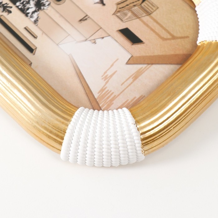 Фоторамка полистоун 10х15 см Фоторамка полистоун 10х15 см "Фабиан" золотая с белым 14,9х2,4х19,8 см