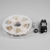 Гирлянда &laquo;Мишура&raquo; 50 м роса, IP44, серебристая нить, 1500 LED, 8 режимов, свечение тёплое белое, 36 В