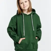 Толстовка с капюшоном детская Kirenga Kids, темно-зеленая, 10 лет