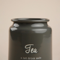 Банка для чая SL Home, 9,5&times;14 см, цвет серый, с бамбуковой крышкой