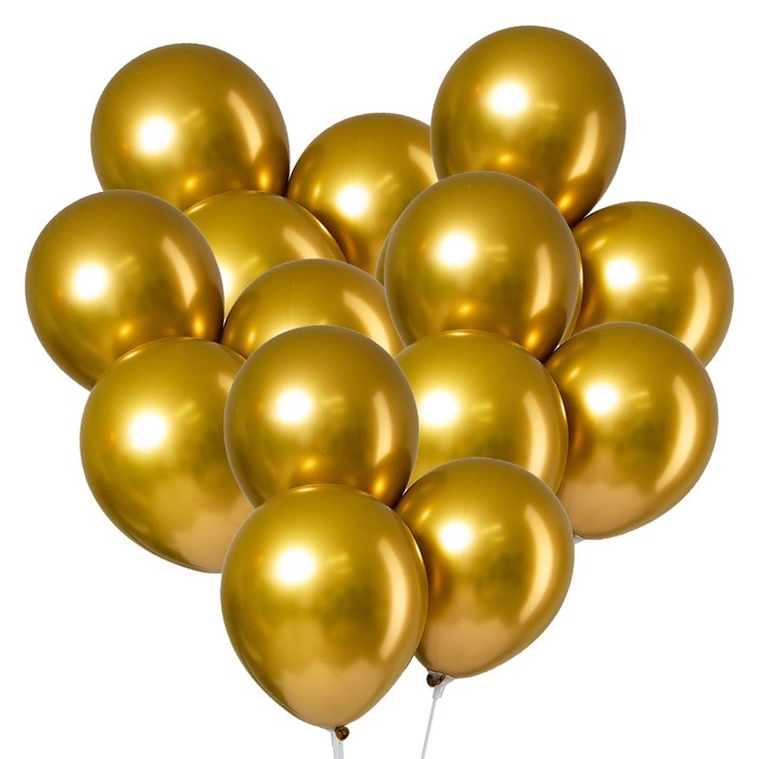 Шар латексный 12" &laquo;Хром&raquo;, металл, набор 5 шт., цвет золотой