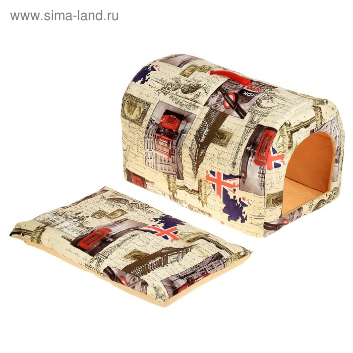 Домик-тоннель с ручкой, 58 х 36 х 36 см, мебельная ткань, микс расцветок Домик-тоннель с ручкой, 58 х 36 х 36 см, мебельная ткань, микс расцветок