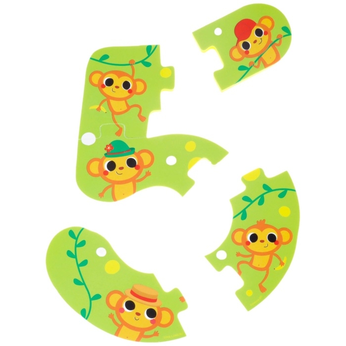 Мягкий пазл для малышей «Учим цифры: Животные», 5 пазлов, Крошка Я Мягкий пазл для малышей «Учим цифры: Животные», 5 пазлов, Крошка Я