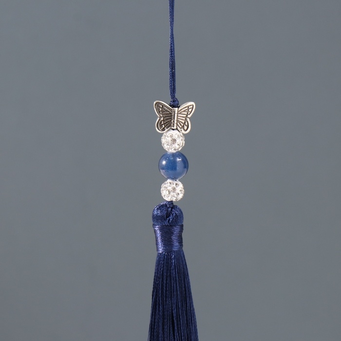 Подвеска текстиль, металл Подвеска текстиль, металл "Бабочка" тёмно-синяя 1х1,2х16,5 см