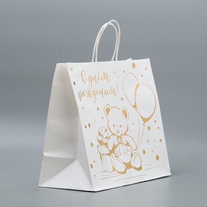Пакет подарочный крафтовый, упаковка, &laquo;Мишка&raquo;, 32 х 28 х 15 см