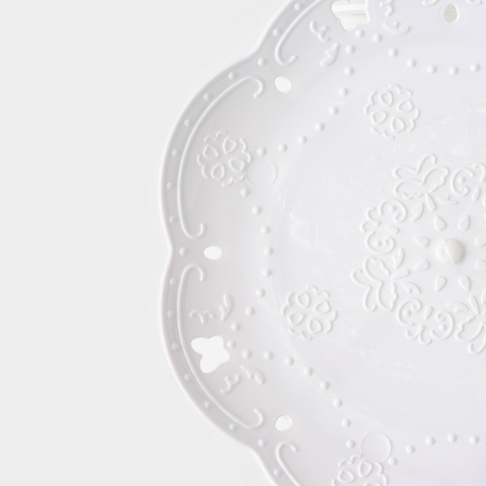 Блюдо для торта и пирожных 2-х ярусное Доляна &laquo;Вивьен&raquo;, d=22 см, 36&times;22&times;19,5 см, цвет белый