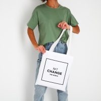 Шопер &laquo;Измени мир&raquo; 35х0.5х40 см, отдел без молнии, без подклада, белый