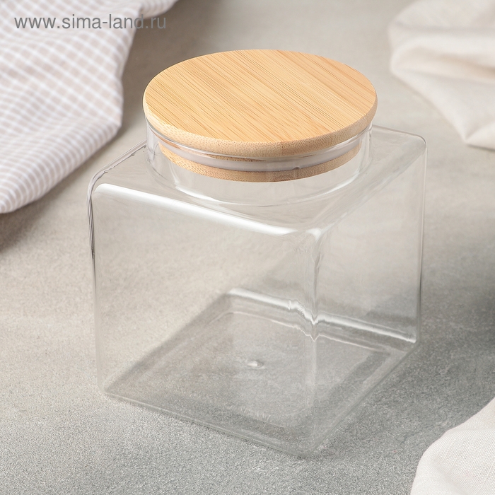 Банка стеклянная для сыпучих продуктов с бамбуковой крышкой Magistro «Эко», 1,3 л, 11×14 см Банка стеклянная для сыпучих продуктов с бамбуковой крышкой Magistro «Эко», 1,3 л, 11×14 см
