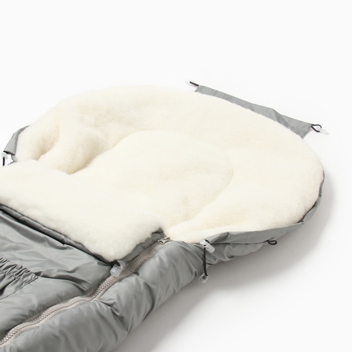 Конверт детский на меху, цвет серый, рост 56-62 см
