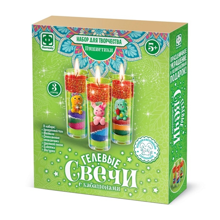Гелевые свечи &laquo;Пушистики&raquo;, с кабашонами