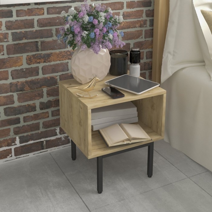 Тумба прикроватная Bergen, 40х35х45 см, дуб крафт золотой, чёрный Тумба прикроватная Bergen, 40х35х45 см, дуб крафт золотой, чёрный