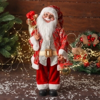 Дед Мороз "С шариком и подарками" двигается, 45х22 см, красный Дед Мороз "С шариком и подарками" двигается, 45х22 см, красный