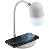 Лампа с колонкой и беспроводной зарядкой lampaTon, белая
