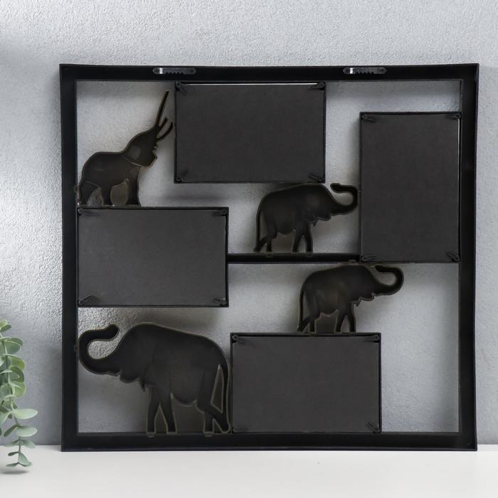 Фоторамка пластик на 4 фото 10х15 см Фоторамка пластик на 4 фото 10х15 см "Четыре золотых слона" чёрный 39х42 см