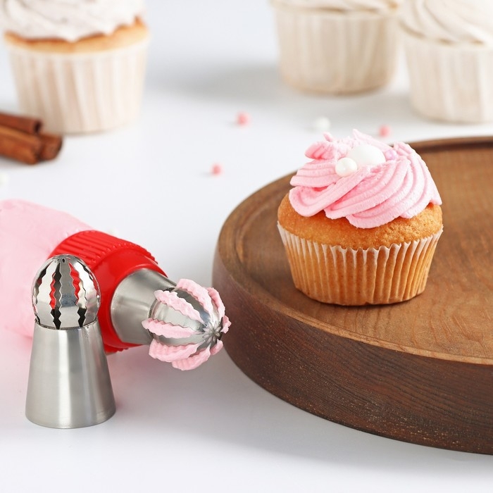 Насадка кондитерская «Сфера.Волна с цветком», d=3 см, выход 2,3 см, нержавеющая сталь Насадка кондитерская «Сфера.Волна с цветком», d=3 см, выход 2,3 см, нержавеющая сталь