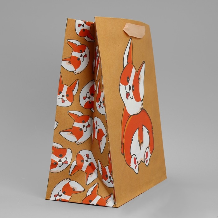 Пакет подарочный крафтовый вертикальный, упаковка, &laquo;Пёсик&raquo;, ML 23 х 27 х 11.5 см