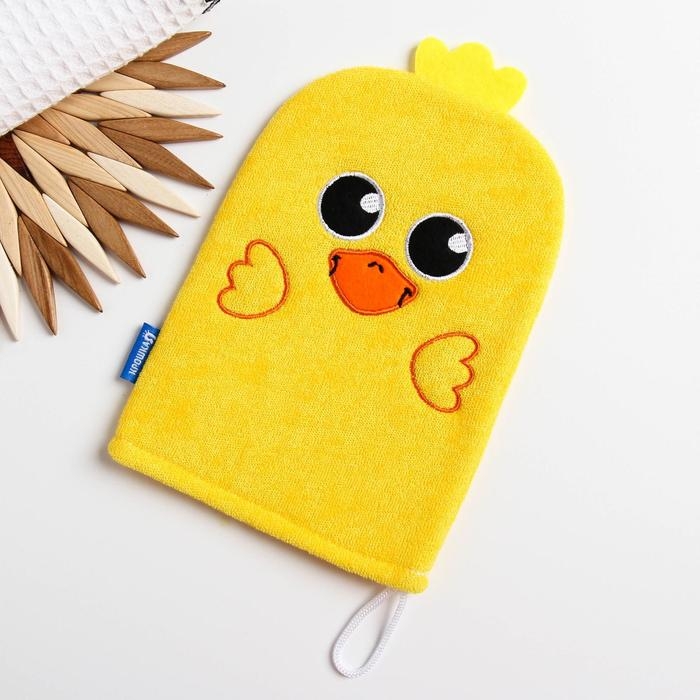 Мочалка детская для купания &laquo;Утёнок&raquo;, варежка, из махры