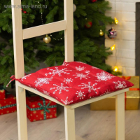 Сидушка на стул &laquo;Белые снежинки&raquo; 42х42х5 см, 100% хлопок, 164 г/м2