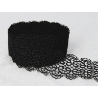 Кружево гипюровое, 65 мм &times; 6,8 &plusmn; 0,5 м, цвет чёрный