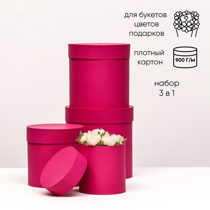 Набор шляпных коробок 4 в 1 Набор шляпных коробок 4 в 1 "Малина", 20 × 20 ‒13 × 13 см