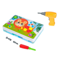 3D-мозаика с шуруповёртом &laquo;Весёлые зверята&raquo;, в чемоданчике, 6 картинок, 3+