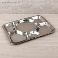 Поднос из нержавеющей стали, 6 секций, 39,5×29×1,5 см, цвет серебряный Поднос из нержавеющей стали, 6 секций, 39,5×29×1,5 см, цвет серебряный