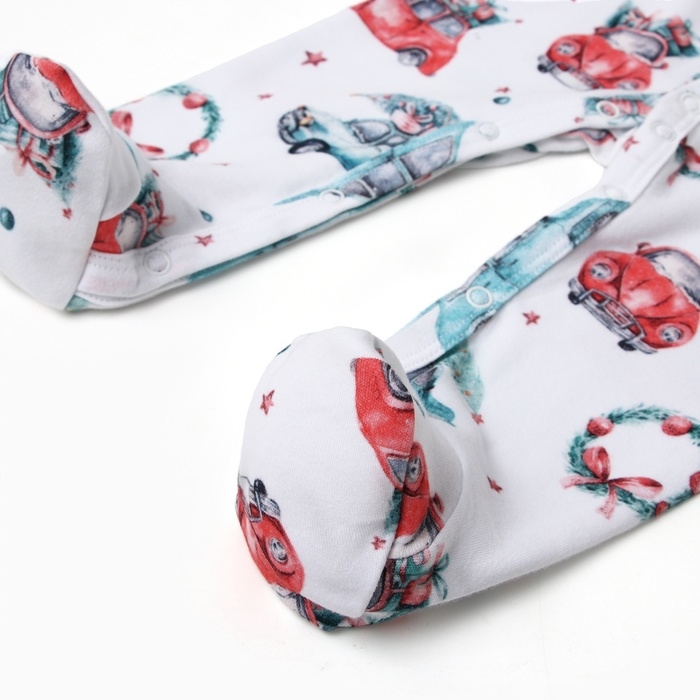 Комбинезон детский MINAKU "New Year's cars", цвет белый, рост 74-80 см