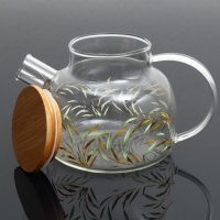 Чайник стеклянный заварочный с бамбуковой крышкой «Тропики», 1000 мл Чайник стеклянный заварочный с бамбуковой крышкой «Тропики», 1000 мл