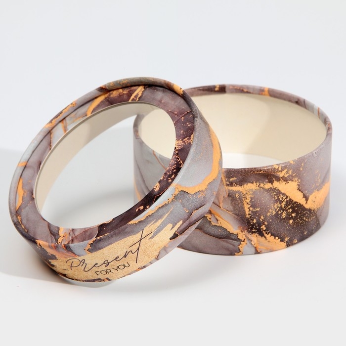 Коробка для макарун, кондитерская упаковка тубус с окном, &laquo;Мрамор&raquo; 12 х 12 х 5 см