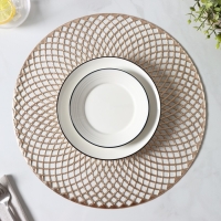 Набор салфеток сервировочных на стол Доляна &laquo;Вира&raquo;, 4 шт, d=38 см, цвет золотой