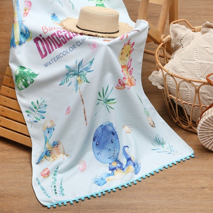 Полотенце пляжное Этель Полотенце пляжное Этель "Динозаврики" 75*140 см, микрофибра, 100% п/э, 230 гр/м2