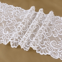 Кружевная эластичная ткань, 185 мм &times; 2,7 &plusmn; 0,5 м, цвет белый