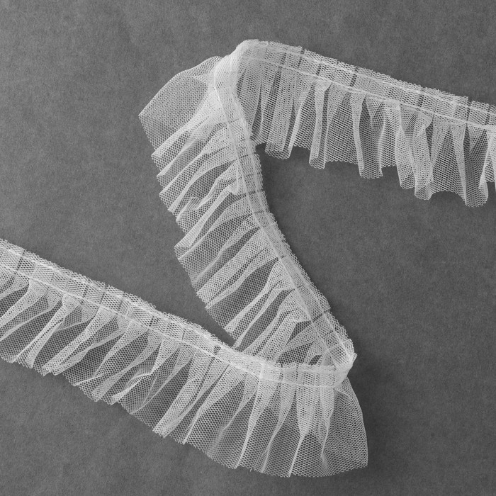 Рюш однослойный, 50 мм, 9 ± 0,5 м, цвет белый Рюш однослойный, 50 мм, 9 ± 0,5 м, цвет белый