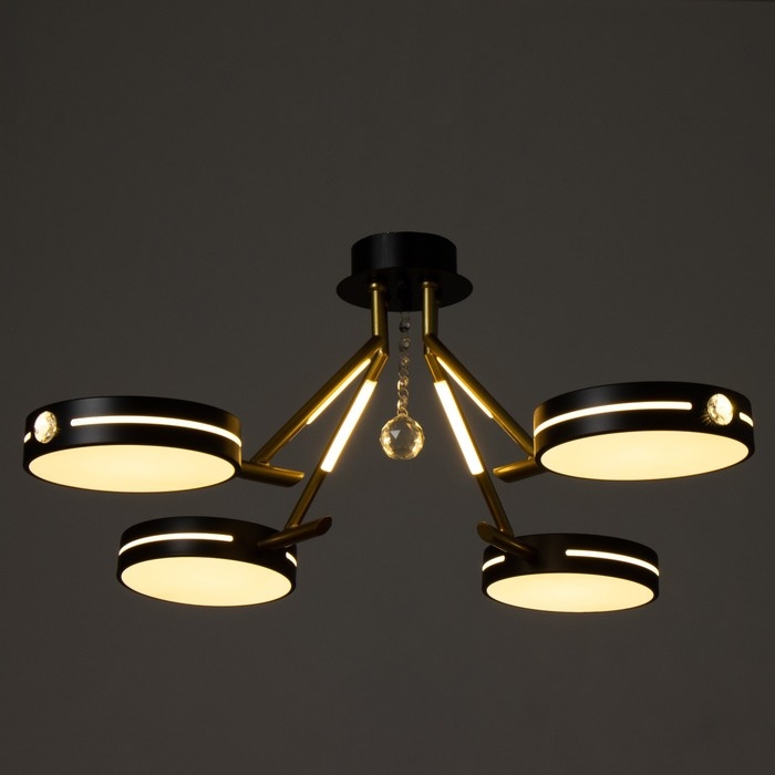 Люстра "Антеко" 4хLED 104Вт 3000-6000К черно-золотой 65х65х27 см BayerLux