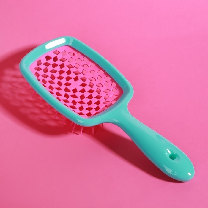 Расчёска массажная, широкая, вентилируемая, 8,5 × 20,5 см, PVC коробка, цвет бирюзовый/розовый Расчёска массажная, широкая, вентилируемая, 8,5 × 20,5 см, PVC коробка, цвет бирюзовый/розовый