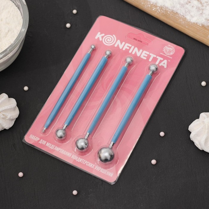 Набор для моделирования кондитерских украшений KONFINETTA, 4 шт, диаметры шариков 0,4 см, 0,6 см, 0,8 см, 1 см, 1,1 см, 1,3 см, 1,6 см, 2 см Набор для моделирования кондитерских украшений KONFINETTA, 4 шт, диаметры шариков 0,4 см, 0,6 см, 0,8 см, 1 см, 1,1 см, 1,3 см, 1,6 см, 2 см